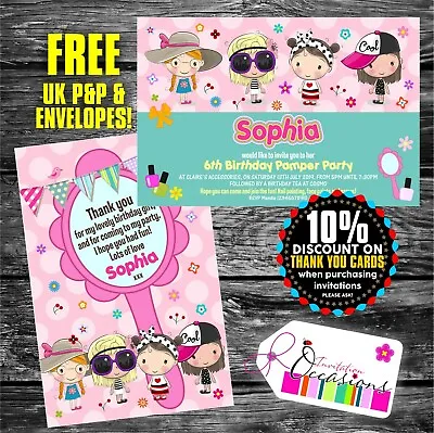 5 X PERSONALISED PAMPER CLAIRE'S ACCESSORIES PARTY INVITATIONS • £3.75