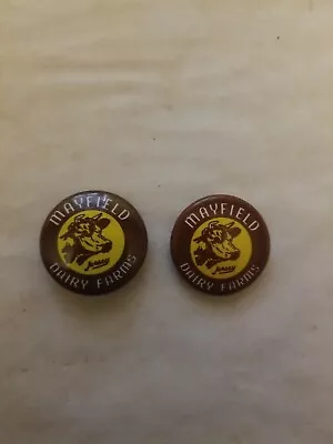 Set Of 2 Vintage Mayfield Dairy Farms Jersey Cows Pin Back Button Great Conditio • $9.99