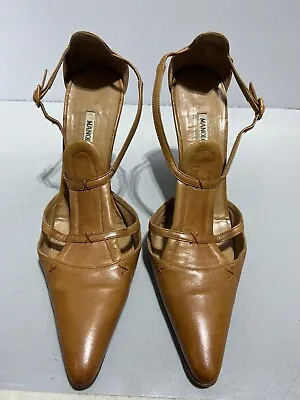 Manolo Blahnik Brown Leather Heels Size 38 US 8 • $75