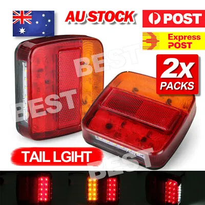 $17.75 • Buy 2x Square Led Stop Indicator Trailer Tail Lights Truck Caravan Lamp Number Light