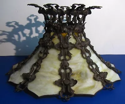 Fabulous Antique B & H Murano Ripple Slag Glass Kerosene Banquet Lamp Shade • $700