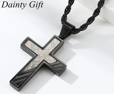 Men Boy Women Titanium Stainless Steel Bless Black Cross Religious Necklace 23  • $17.50