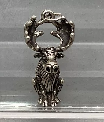Sterling Silver 3D Sitting Moose Charm Pendant • $19.99