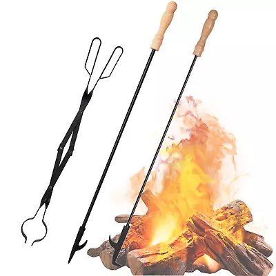 32 Inch Fireplace Hook Campfire Tong Charcoal Fire Pit Poker Grabber Wood Stove • $27.54