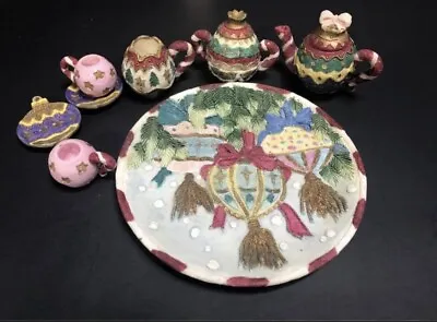 VTG 1997 Miniature Christmas Ornament Themed Tea Set. Popular Imports. Free Ship • $24.90