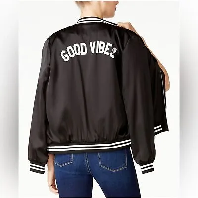 Sub_Urban RIOT Black Good Vibes Varsity Bomber Jacket Size Medium • $45