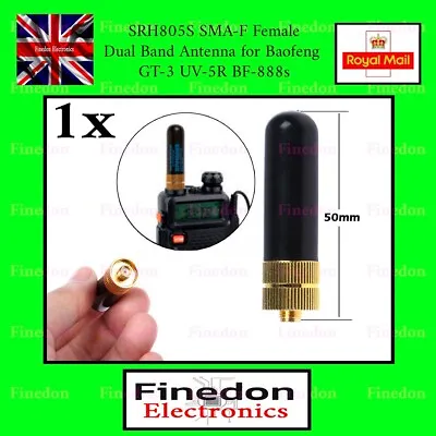 £4.25 • Buy Small SRH-805S SMA-F Dual Band UHF-VHF Antenna For Baofeng UV-5R UK Seller.