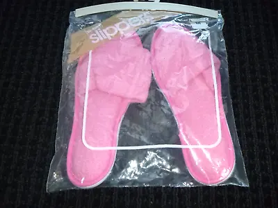 NOS VTG Montgomery Wards PINK Terry Slippers Scuffs Rubber Bottoms Sz M 6.5-7.5 • $29