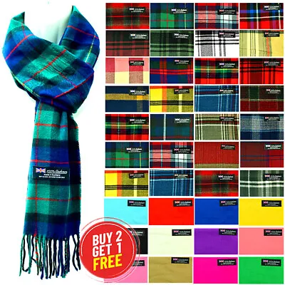 Womens Mens Winter 100% Cashmere Plaid Check Scarves Wool Scarf Scotland Made  • $7.69