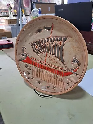 Bonis Pottery Oar Ship Majolica Display Plate. 100% Hand Made In Rhodes Greece  • $35