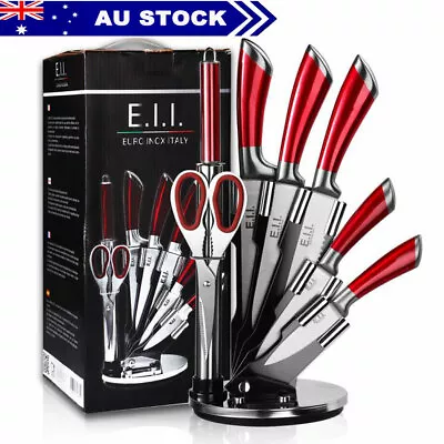 Kitchen Knife 8pc Block Set Microsharp Knives Stainless Steel Gift Scissor Tool • $33.85