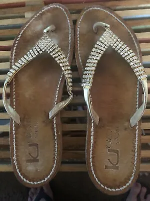 K Jacques Saint Tropez Rhinestone Sandals Size 40 GUC • $40