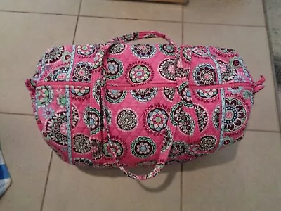 Vera Bradley Large Duffel Weekender Bag Travel  In Cupcake Pink Retired Pattern • $28.99