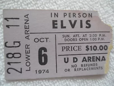 ELVIS PRESLEY Original__1974__CONCERT TICKET STUB__Dayton Ohio__EX+ • $139.99