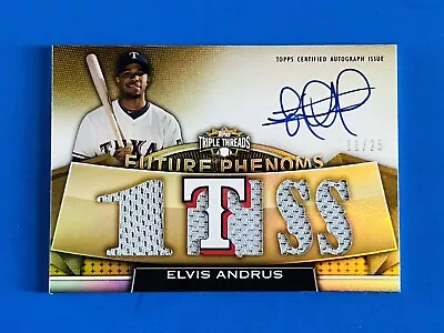 2011 Triple Threads Elvis Andrus Future Phenoms Tri-Patch Auto Card #129; #d /25 • $39.99