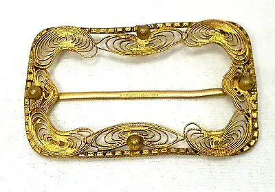 Vintage Brass Filigree Scarf Clip Slide Made In Czechoslovakia 2.5 X 1.5  • $14.95
