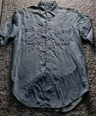 Vintage Polo Ralph Lauren Shirt Mens M Work Shirt Chambray Work Shirt Dungaree • $23.10