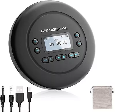 CD Player Portable MONODEAL Bluetooth CD Player Rechargeable Compact Small Wa... • $90.17