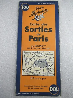 Vintage Michelin French Map - Carte De SORTIES De PARIS No.100 - Touring Map • $12.33