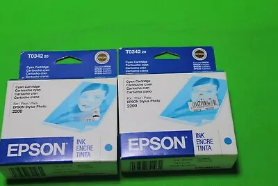 New Genuine Epson T0342 Cyan Ink Cartridge Stylus Photo 2200  Expired • $7.99