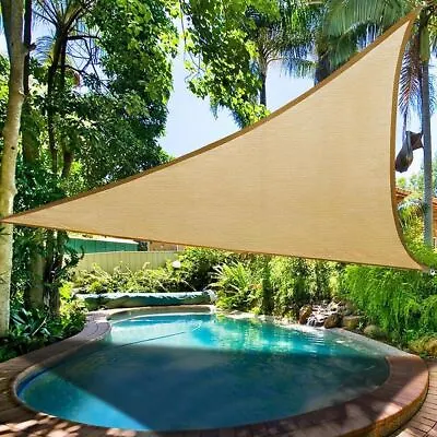 Sun Shade Sail Triangle 16' X 16' X 16' Sand Outdoor Canopy For Patio Lawn Yard • $34.99