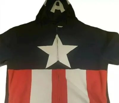 Marvel Captain America Jacket Adult Large Costume Halloween Hooded Mask Avengers • $7.99