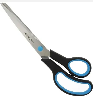 Westcott Scissors Easy Grip 10 Inch Ergonomic Rubber Soft Grip Stainless Steel • £6.82