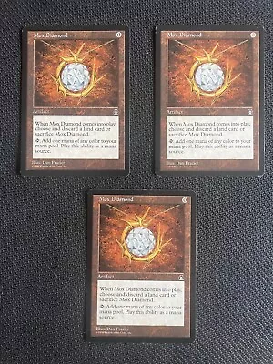 MTG Stronghold Mox Diamond X3 English Lightly Played Reserved List Free Shipping • $1600
