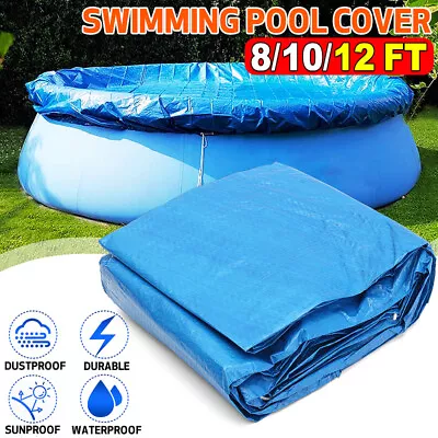 8-12ft  Round SWIMMING POOL Cover Tarp Easy Fast Set Rope Above Ground Protector • $20.54