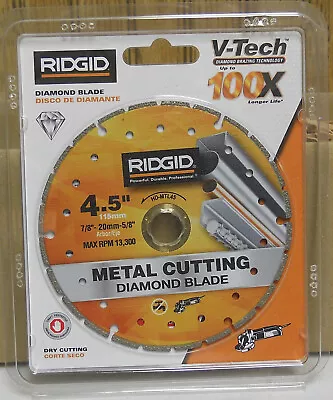 Ridgid V-Tech Diamond Metal Cutting 4.5 Inch Up To 100 Times Longer Life • $14.39