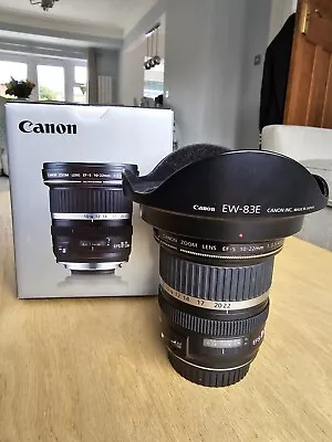 Canon EFS 10-22 Mm F/3.5-4.5 USM Lens With Canon EW-83E Hood ORIGINAL BOX • £140