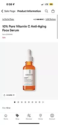 La Roche-Posay Vitamin C Serum Anti Wrinkle Concentrate 30 Ml 1oz Exp 01/2026 • $30