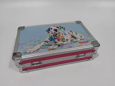 Vaultz Small Hard Shell Pencil Box Makeup Case Dalmatian Pink • $6.99
