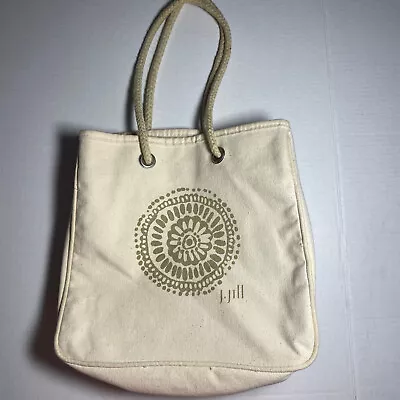 J. Jill Ivory Canvas Tote Bag With Rope Style Handle Shopping • $19.99