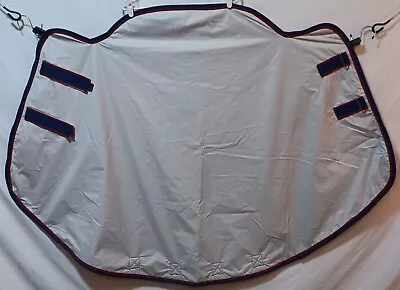 SmartPak Horse Rain Turnout Sheet - 78  - Silver W/Navy & Red Trim  *New/Opened* • $49.97