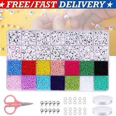 Bracelet Craft Make Own Beads Jewellery Making Set Box Kit For Kids DIY Gifts UK • £9.90