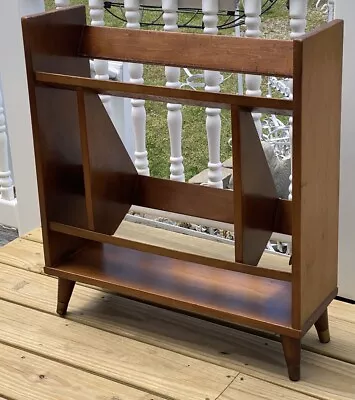 Vintage Mid Century Danish Modern Wood Book Shelf Bookcase Storage Rack • $189.99