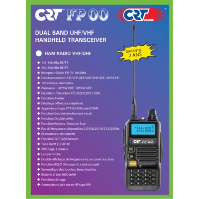 £54.99 • Buy DUAL BAND AMATEUR RADIO UHF VHF CRT FP00 LCD  144 - 440Mhz HAND HELD RX TX FM