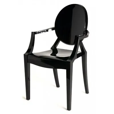 Fusion Living Black Ghost Style Plastic Louis Armchair • £79.10