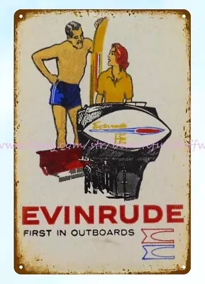 Nostalgic Plaque Evinrude Outboards Manor Marine Pelham N.Y. Metal Tin Sign • $18.85