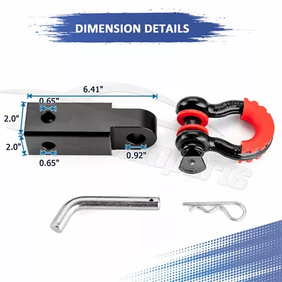 2  Tow Shackle Hitch Receiver+3/4  D-Ring Recovery For Jeep Wrangler YJ TJ JK JL • $26.99