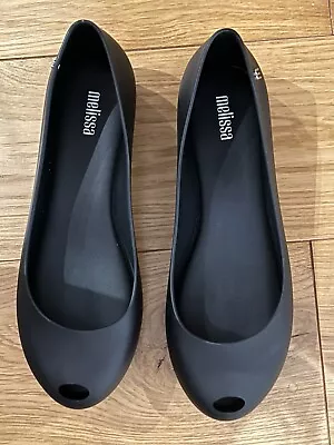 MELISSA Flat Shoe Black Size 4UK 37EU Women Vegan Shoes • £29.99