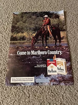 Vintage 1985 MARLBORO CIGARETTES LIGHTS Pack Print Ad 1980s COWBOY HORSE 2 • $7.99