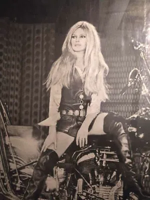 Vintage 1967 Brigitte Bardot Harley Motorcycle Poster 32 X42  Hermann Scoop RARE • $495
