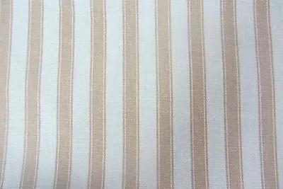  Eau De Nil & Beige Cotton Ticking Stripe Curtain/Craft Fabric 140cm Wide • £11.69