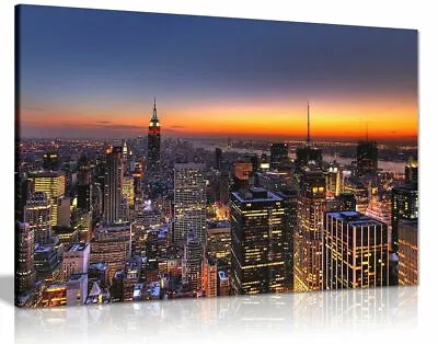 £11.99 • Buy New York At Dusk Canvas Wall Art Picture Print