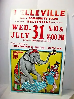 Hendricks Bros. Circus Original Circus Window Cardboard Poster Sign Vintage • $55.64