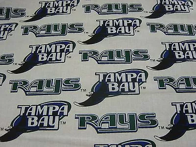 MLB Tampa Bay Rays White Cotton Baseball Fabric 18 Inches X 28 Inches • $9.99