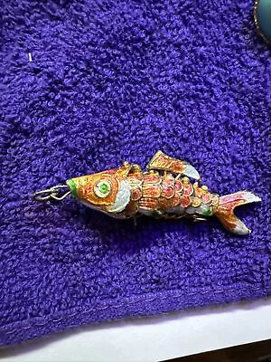 Enamel KOI Gold Fish Moveable Articulated Pendant Charm Cloisonné • $20