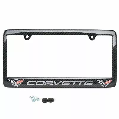 Corvette Script With W/Double Logo License Plate Frame - Carbon Fiber C5 • $74.95